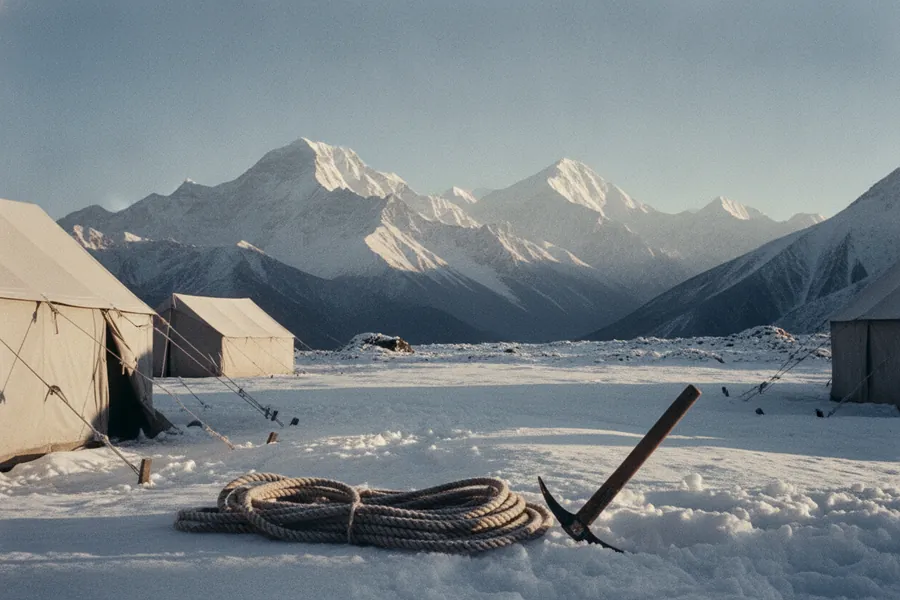 First Ascent of Everest — Base camp and summit day, May 1953.